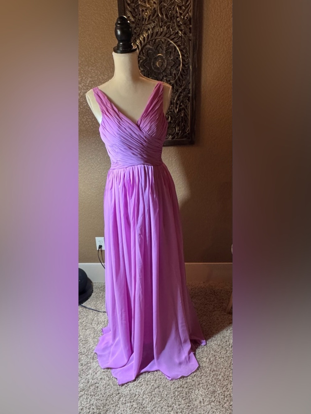 Grace Karin Lavender  V-Neck Chiffon Maxi Dress